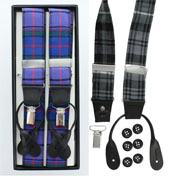 Braces, Tartan Suspenders Dual Clip & Button, Wardlaw Tartan